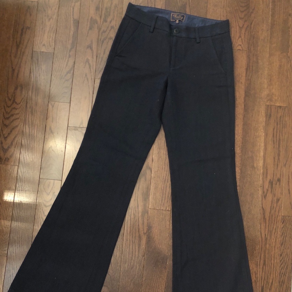 Madewell Navy Herringbone Flare Trousers